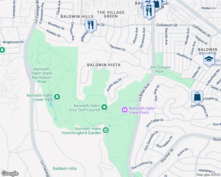 map of restaurants, bars, coffee shops, grocery stores, and more near 4108 Punta Alta Drive in Los Angeles