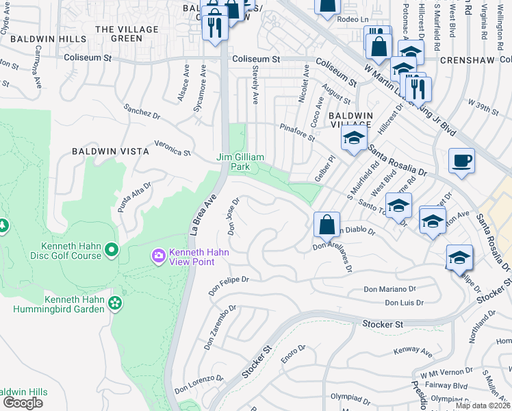 map of restaurants, bars, coffee shops, grocery stores, and more near 4557 Don Rodolfo Place in Los Angeles