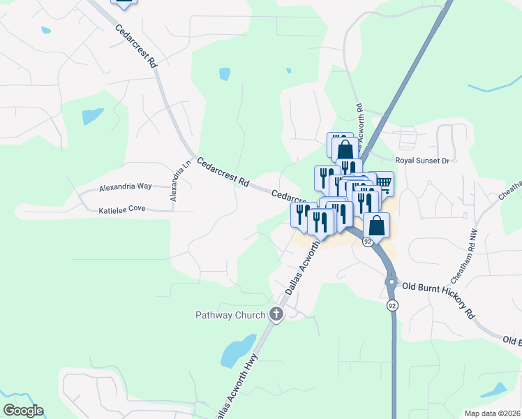map of restaurants, bars, coffee shops, grocery stores, and more near 207 Cedarcrest Road in Dallas