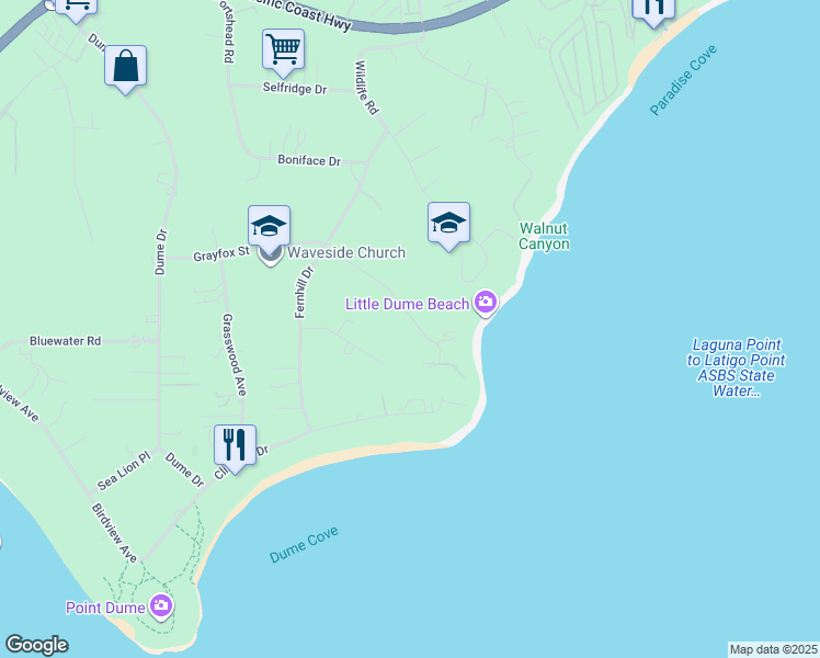 map of restaurants, bars, coffee shops, grocery stores, and more near 28832 Grayfox Street in Malibu