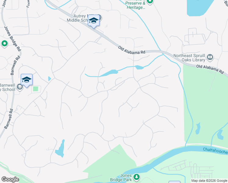 map of restaurants, bars, coffee shops, grocery stores, and more near 4195 Fairway Villas Drive in Alpharetta