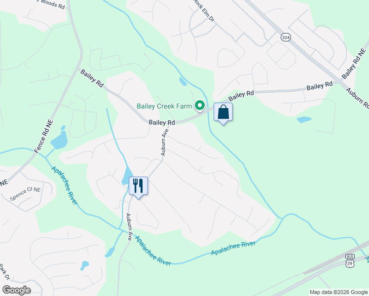 map of restaurants, bars, coffee shops, grocery stores, and more near 3317 Holly Glen Drive in Dacula