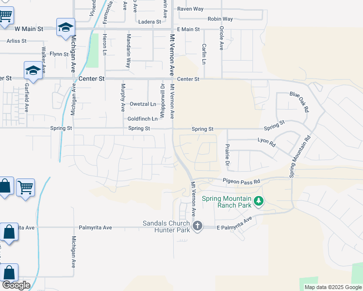 map of restaurants, bars, coffee shops, grocery stores, and more near 560-698 Mount Vernon Avenue in Riverside