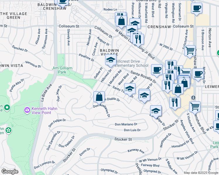 map of restaurants, bars, coffee shops, grocery stores, and more near 4318 Santo Tomas Drive in Los Angeles