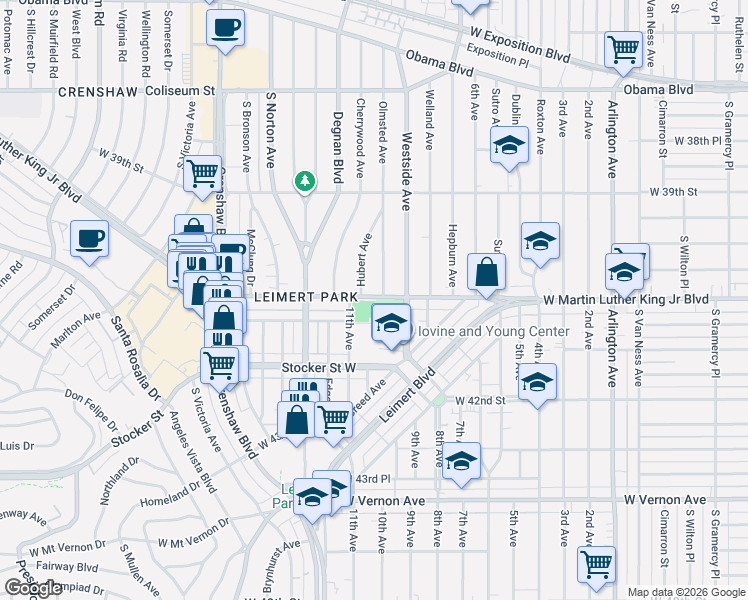 map of restaurants, bars, coffee shops, grocery stores, and more near 4022 Hubert Avenue in Los Angeles