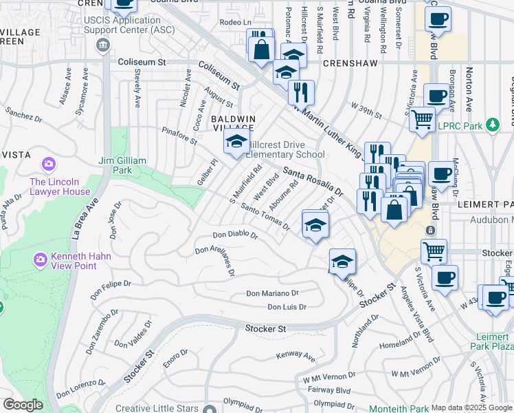 map of restaurants, bars, coffee shops, grocery stores, and more near 4079 Abourne Road in Los Angeles
