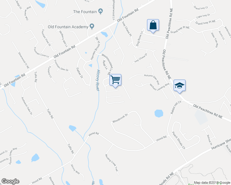 map of restaurants, bars, coffee shops, grocery stores, and more near 255 Westmoreland Court Northeast in Lawrenceville