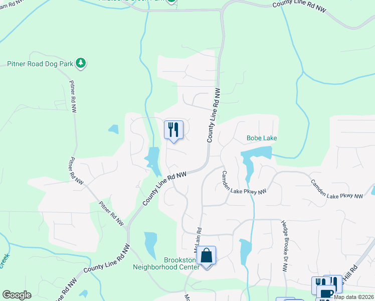map of restaurants, bars, coffee shops, grocery stores, and more near 5806 Ripplestone Court Northwest in Acworth