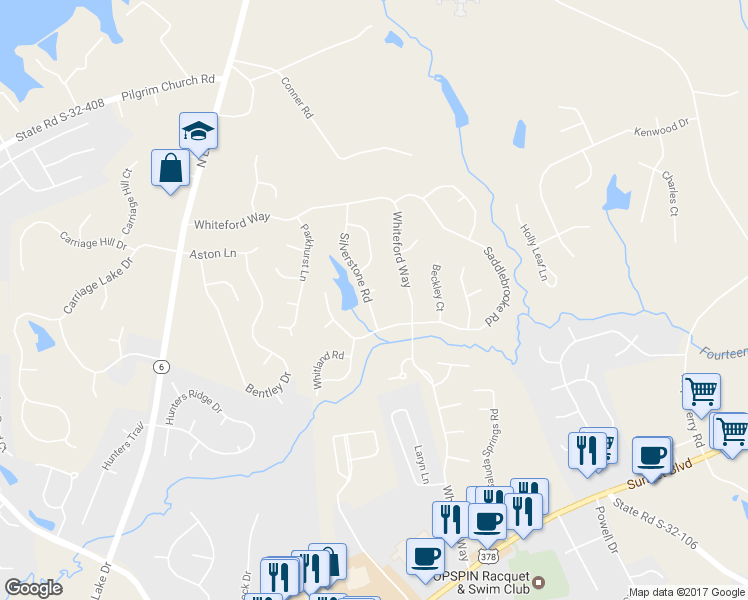map of restaurants, bars, coffee shops, grocery stores, and more near 300 Gemstone Court in Lexington