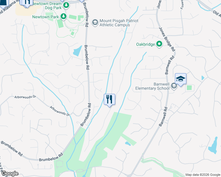 map of restaurants, bars, coffee shops, grocery stores, and more near 3520 Merganser Lane in Alpharetta