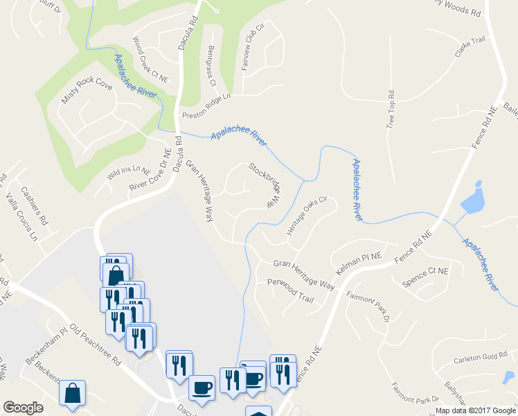 map of restaurants, bars, coffee shops, grocery stores, and more near 2728 Stockbridge Way in Dacula