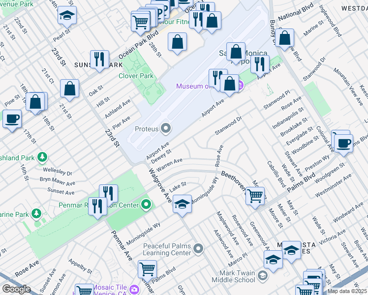 map of restaurants, bars, coffee shops, grocery stores, and more near 3207 Maplewood Avenue in Los Angeles