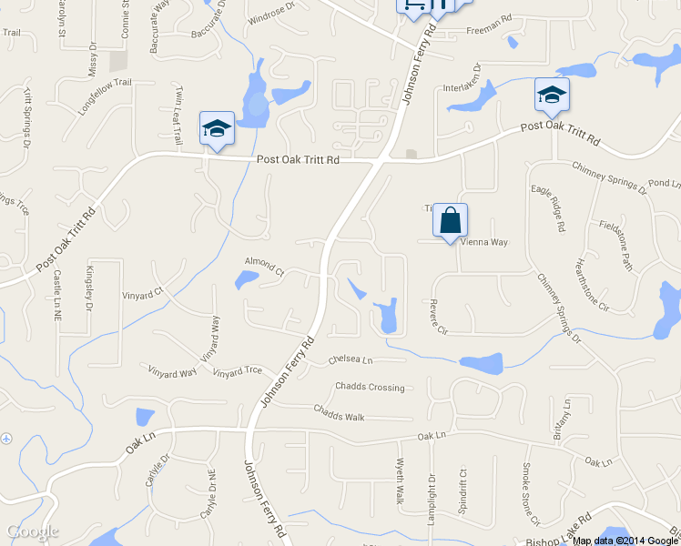 map of restaurants, bars, coffee shops, grocery stores, and more near 4000 Regency Lake Trail in Marietta
