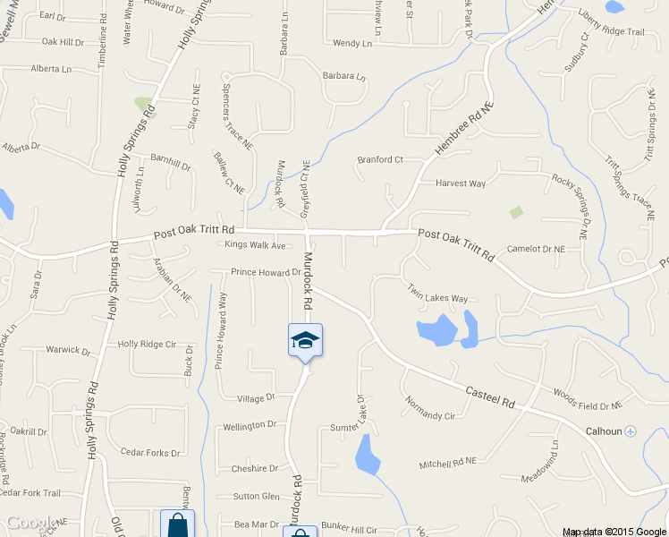 map of restaurants, bars, coffee shops, grocery stores, and more near 2640 Tritt Lane in Marietta