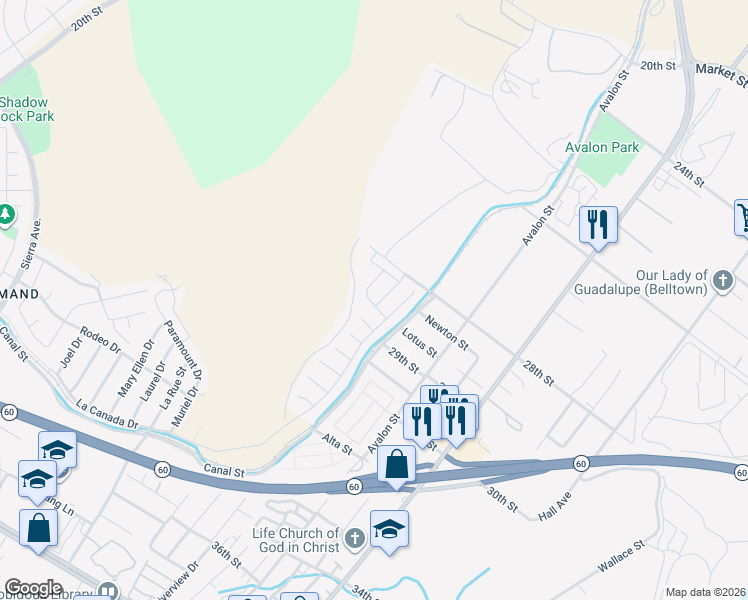map of restaurants, bars, coffee shops, grocery stores, and more near 14215 Serene Skies Court in Jurupa Valley