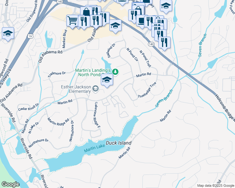 map of restaurants, bars, coffee shops, grocery stores, and more near 330 Teal Court in Roswell