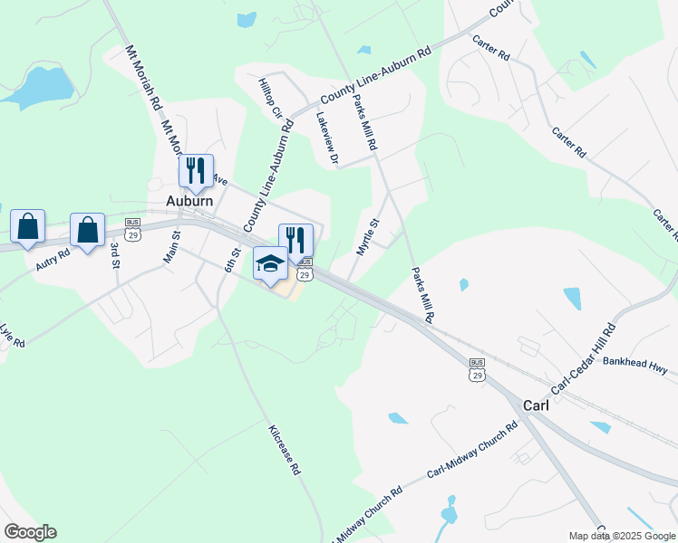 map of restaurants, bars, coffee shops, grocery stores, and more near 1277 4th Avenue in Auburn