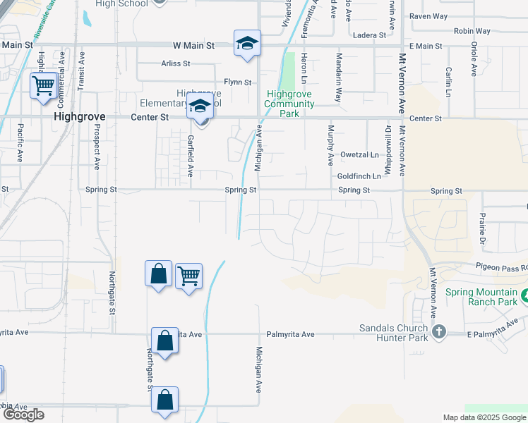 map of restaurants, bars, coffee shops, grocery stores, and more near 19412 Sunkissed Ridge Drive in Riverside