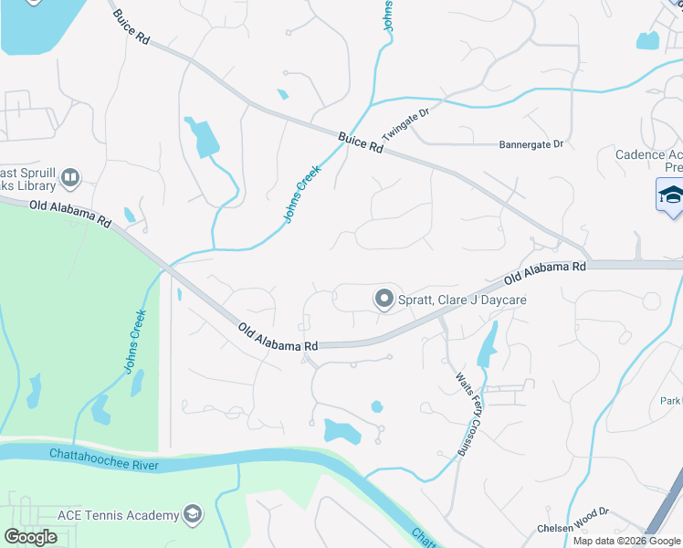 map of restaurants, bars, coffee shops, grocery stores, and more near 9585 Knollcrest Boulevard in Alpharetta