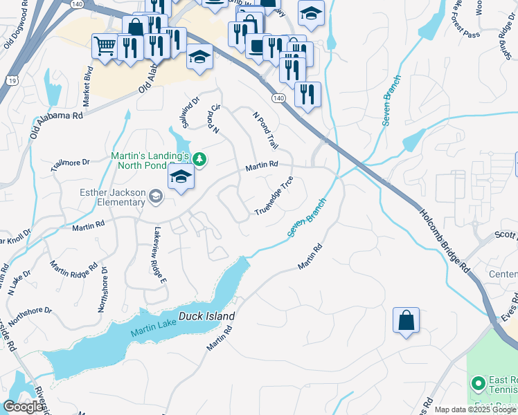 map of restaurants, bars, coffee shops, grocery stores, and more near 230 Truehedge Trce in Roswell