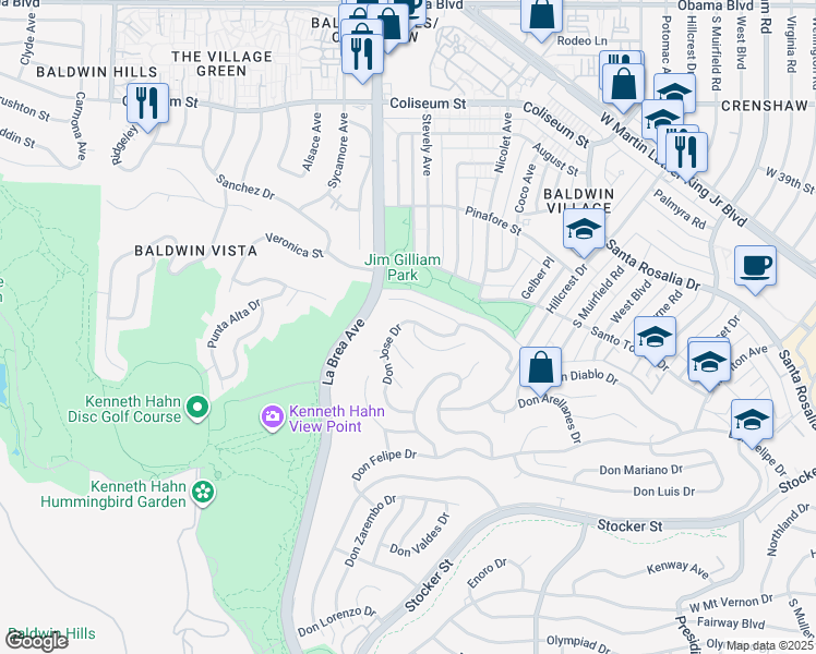 map of restaurants, bars, coffee shops, grocery stores, and more near 4146 Don Jose Drive in Los Angeles