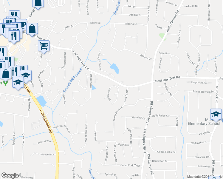 map of restaurants, bars, coffee shops, grocery stores, and more near 2486 Alston Drive Northeast in Marietta