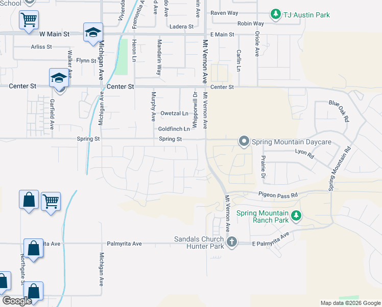 map of restaurants, bars, coffee shops, grocery stores, and more near 100-248 Spring Street in Riverside