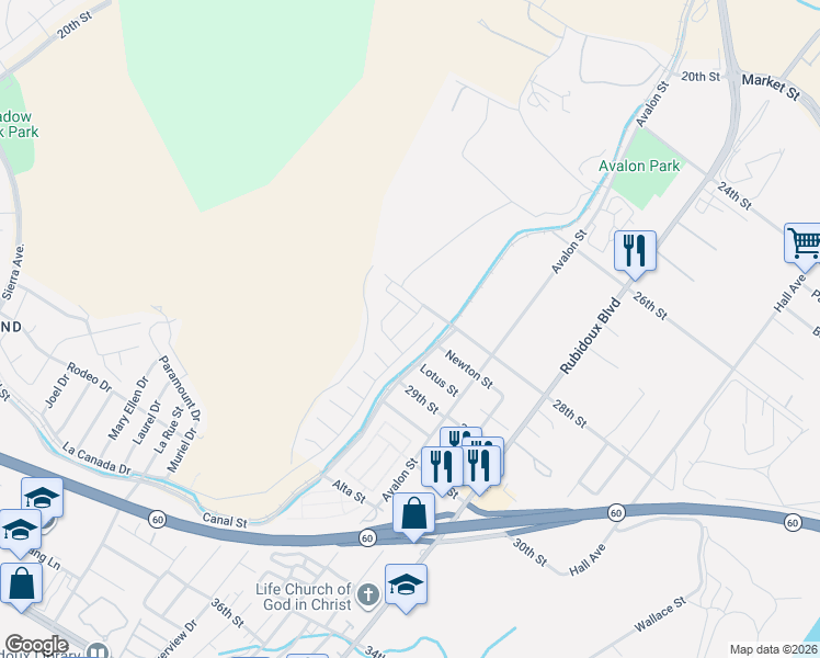 map of restaurants, bars, coffee shops, grocery stores, and more near 7214 Pine Crest Street in Jurupa Valley
