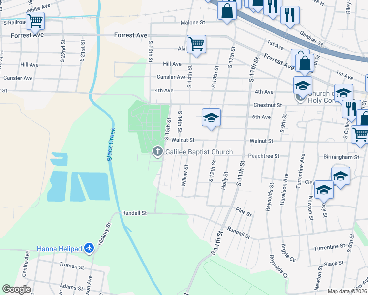 map of restaurants, bars, coffee shops, grocery stores, and more near 806 South 14th Street in Gadsden