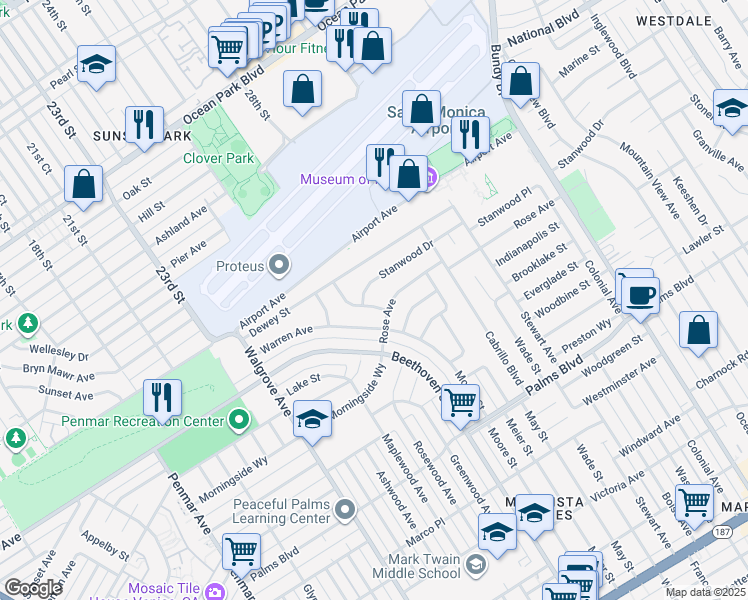 map of restaurants, bars, coffee shops, grocery stores, and more near 12930 Stanwood Drive in Los Angeles