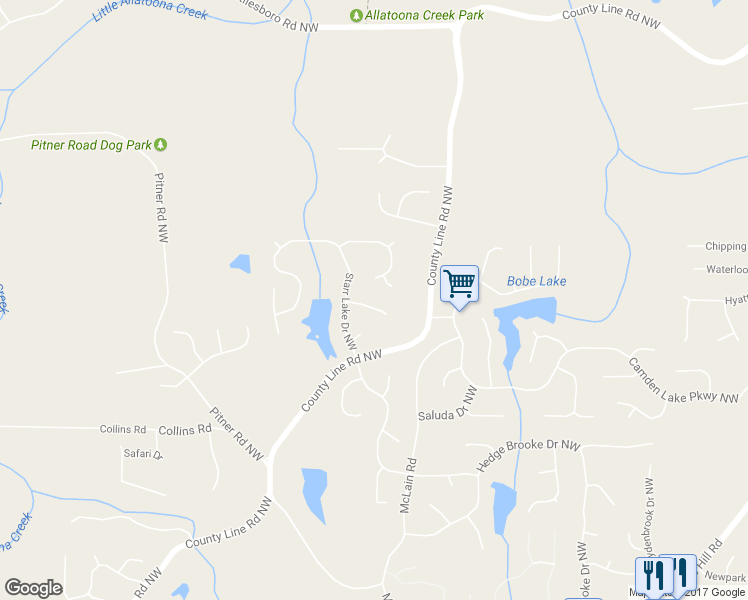 map of restaurants, bars, coffee shops, grocery stores, and more near 5806 Ripplestone Court Northwest in Acworth