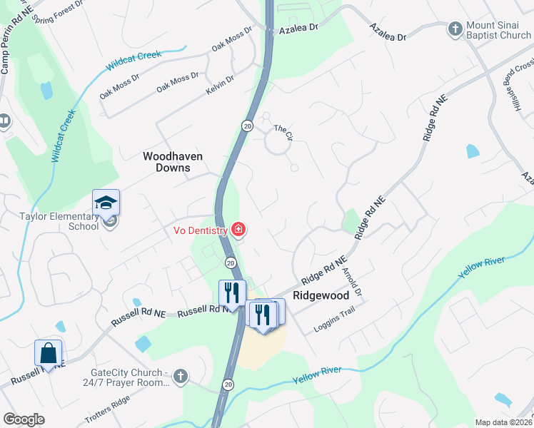 map of restaurants, bars, coffee shops, grocery stores, and more near 701 Sacketts Court in Lawrenceville