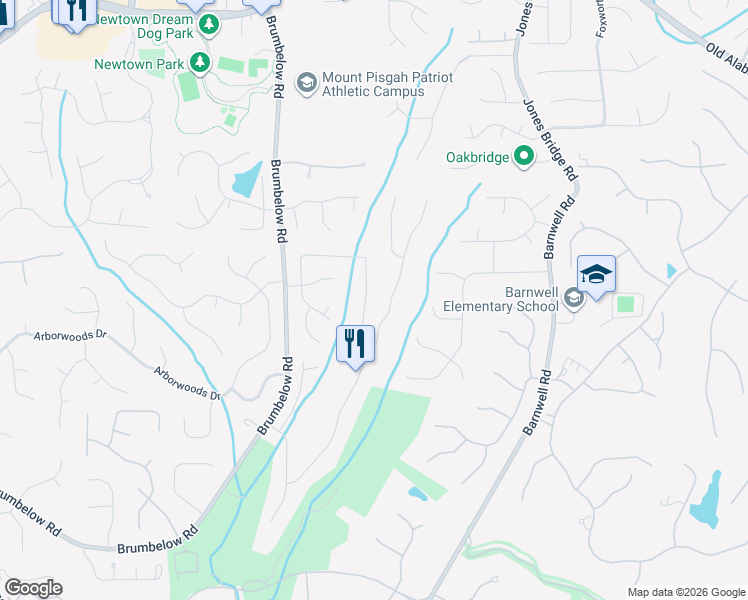 map of restaurants, bars, coffee shops, grocery stores, and more near 3520 Merganser Lane in Alpharetta