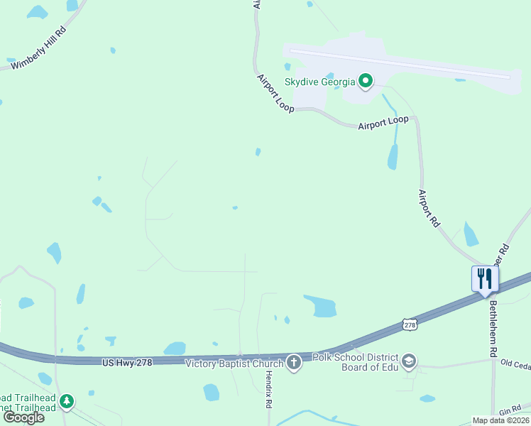 map of restaurants, bars, coffee shops, grocery stores, and more near 363 Sunset Loop in Cedartown