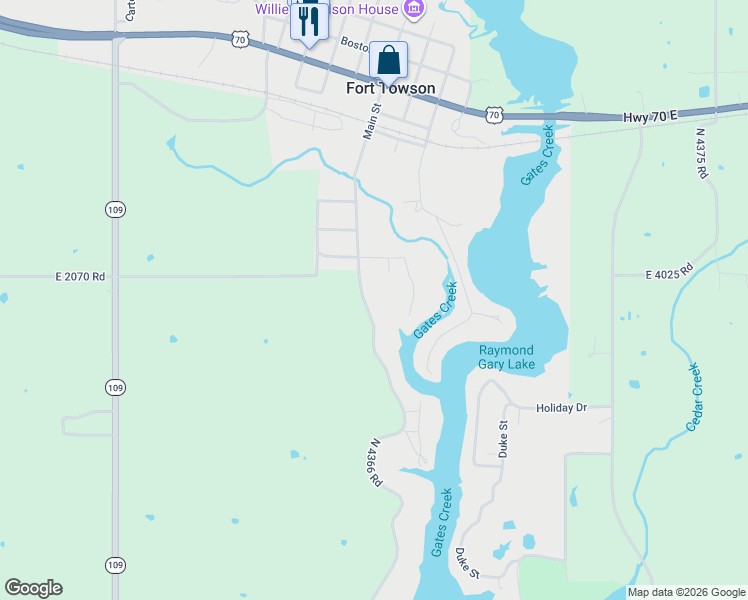 map of restaurants, bars, coffee shops, grocery stores, and more near 1265 Hc 63 in Fort Towson