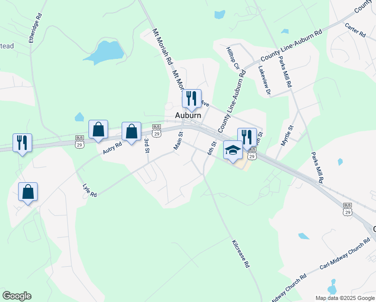 map of restaurants, bars, coffee shops, grocery stores, and more near 1382 6th Avenue in Auburn