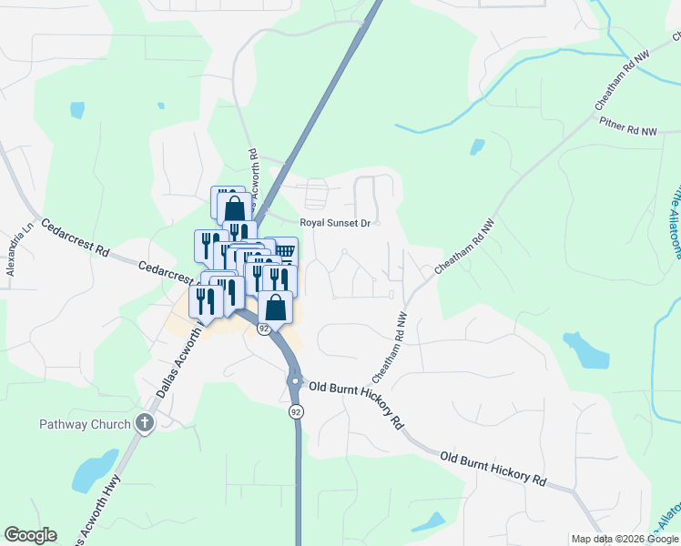 map of restaurants, bars, coffee shops, grocery stores, and more near 20 Inspiration Lane in Dallas