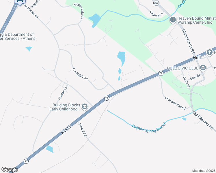 map of restaurants, bars, coffee shops, grocery stores, and more near 188 Fox Hall Trail in Athens