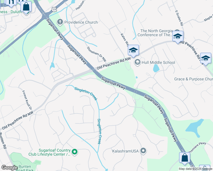 map of restaurants, bars, coffee shops, grocery stores, and more near 3330 Moye Trail in Duluth