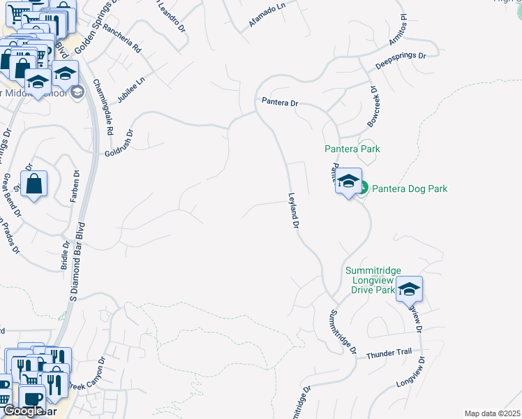 map of restaurants, bars, coffee shops, grocery stores, and more near 24144 Benfield Place in Diamond Bar