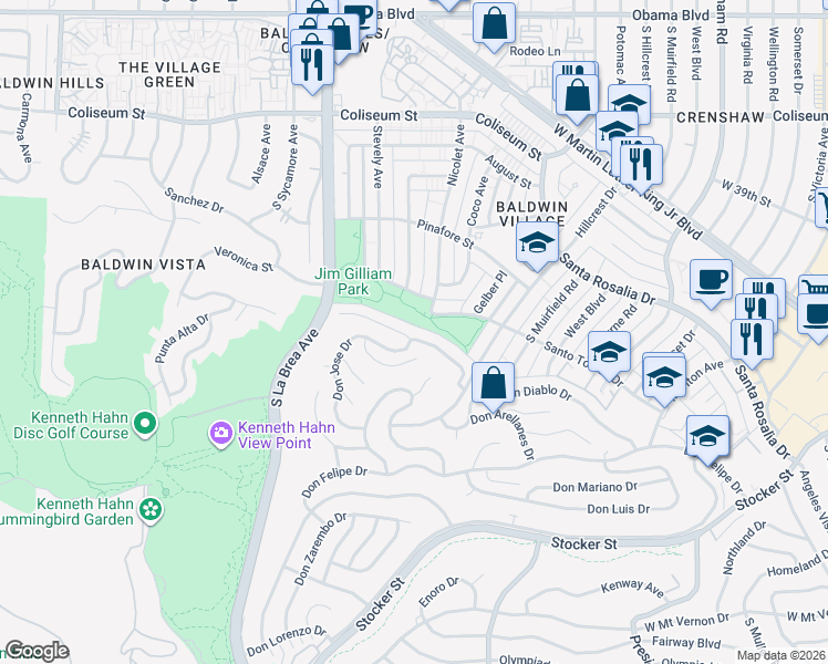map of restaurants, bars, coffee shops, grocery stores, and more near 4553 Don Ricardo Drive in Los Angeles