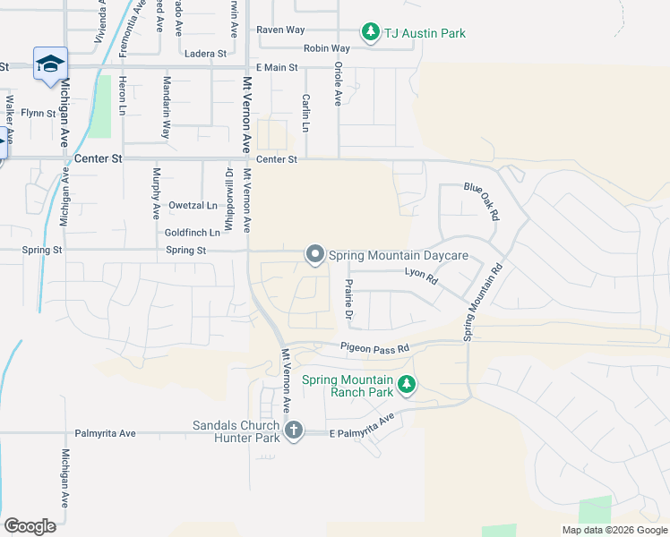 map of restaurants, bars, coffee shops, grocery stores, and more near 7563 Prairie Drive in Riverside