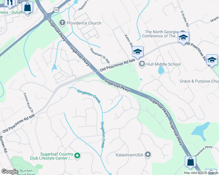 map of restaurants, bars, coffee shops, grocery stores, and more near 3330 Moye Trail in Duluth