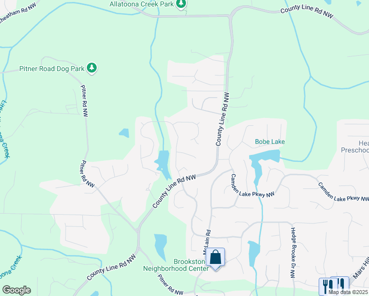 map of restaurants, bars, coffee shops, grocery stores, and more near 5810 Ripplestone Court Northwest in Acworth