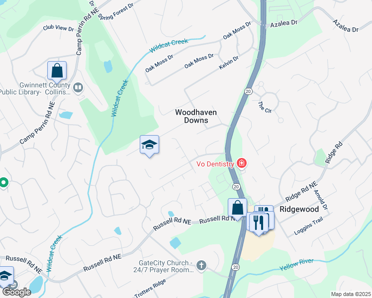 map of restaurants, bars, coffee shops, grocery stores, and more near 1713 Taylor Oaks Drive in Lawrenceville