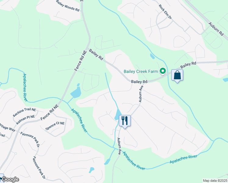 map of restaurants, bars, coffee shops, grocery stores, and more near 3140 Willow Park Drive Northeast in Dacula