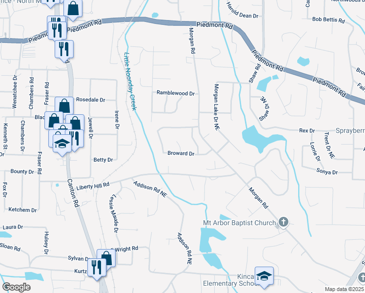 map of restaurants, bars, coffee shops, grocery stores, and more near 2502 Kerry Court in Marietta