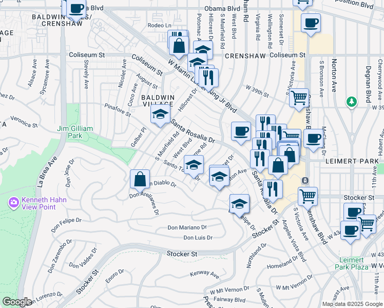 map of restaurants, bars, coffee shops, grocery stores, and more near 4079 Abourne Road in Los Angeles