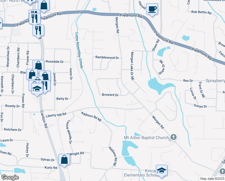 map of restaurants, bars, coffee shops, grocery stores, and more near 2502 Kerry Court in Marietta