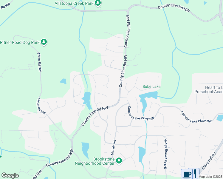 map of restaurants, bars, coffee shops, grocery stores, and more near 2290 Dragonfly Court Northwest in Acworth